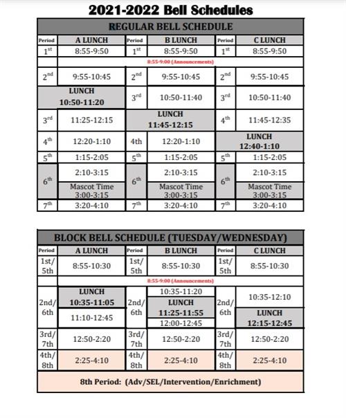 Bell schedule